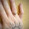 Bague réglable argent 925 plaqué or rose spinel noir