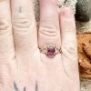 Bague réglable argent 925 et zirconiums avec une tourmaline rose facettée